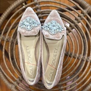 Sole Society Pink Flats with Crystal Embellishments